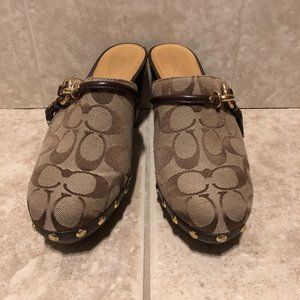 Coach Shasha Monogrammed Platform Heeled Mules 8.5